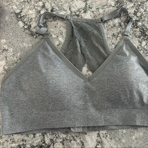 Elegant Gray Lace-Back Bralette